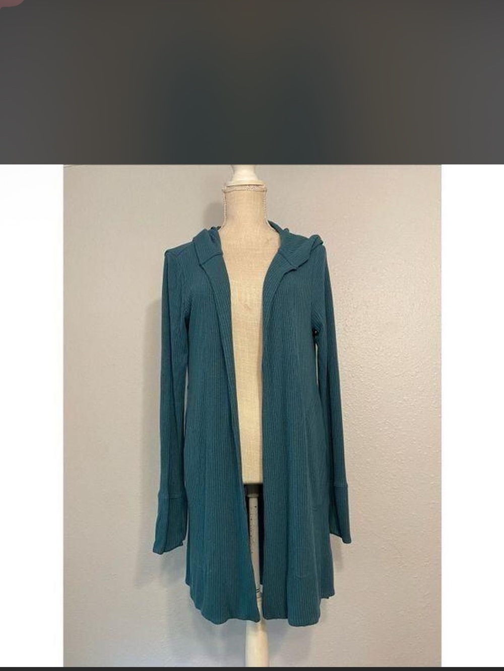 Athleta Teal Hooded Open-Front Cardigan